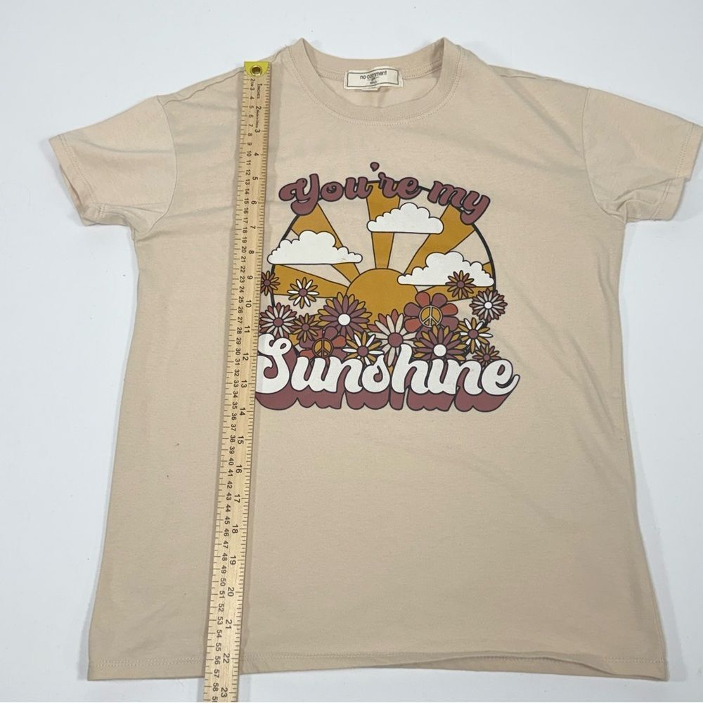 Retro Boho No Comment Girls Cream Cotton Blend Sunshine Graphic Tee Size 14 - Picture 5 of 8